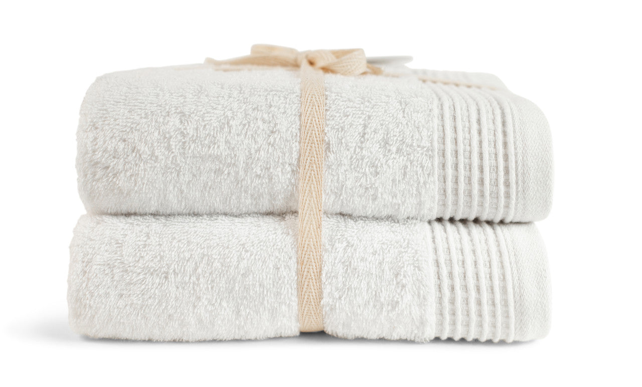 White 100% Pure Organic Cotton Hand Towel gift ribboned 630 GSM