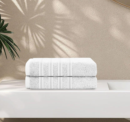 Ritz Collection 2 Pack Jumbo Bath Sheet Viscose Stripe Towels Range Highly Absorbent and Super Soft Extra Large Bathsheets Towel Sets