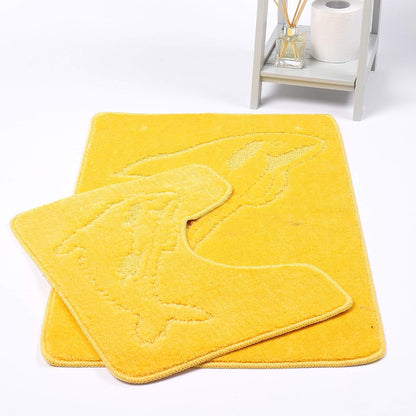 Dolphin Bath Mat Set 2 Piece Non Slip Water Absorbent Pedestal and Bath Mat Set Toilet Bathroom Rug
