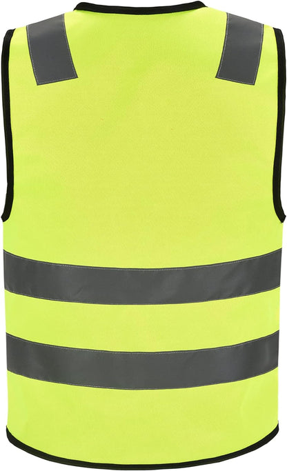 Zipped High Visibility Hi Viz Vest Waistcoat high vis Safety hi vis vest For Men's and Women's Lightweight and Comfortable Safety Vests, Standard Size Reflective Safety Vest(XXS-XXL)